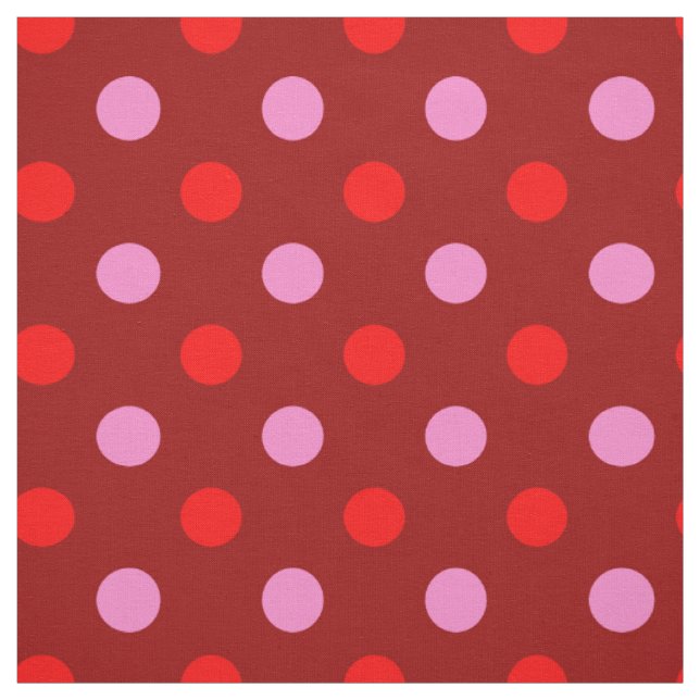 Tecido Vermelho e Rosa Sobre Desenho de Pontos Marrom Esc (Modelo)
