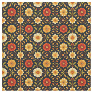 Tecido Vermelho Escarlate e Floral Creme