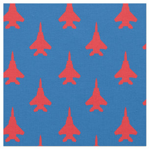 Tecido Vermelho no teste padrão azul do avião de combat