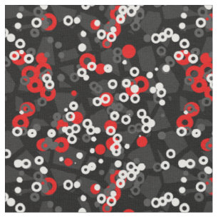 Tecido Vermelho Preto Branco e cinza geométrico abstrato