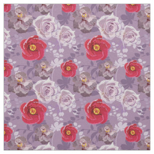 Tecido Vermelho, púrpura Floral