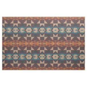 Tecido Vermelho Teal Azul Taupe Marrom Laranja Olhar Étni