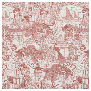Tecido vermelho toile do chinoiserie