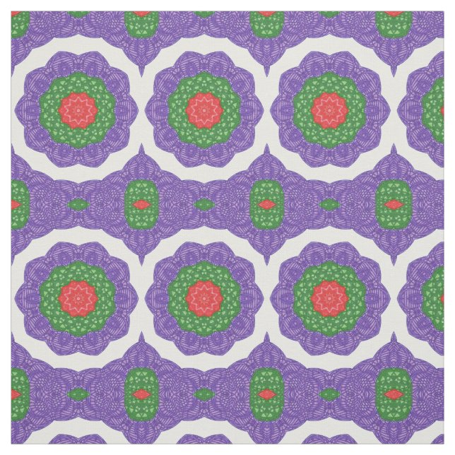 Tecido Vermelho Verde Roxo Branco Caleidoscópio Natal (Modelo)