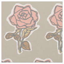 Vestido Floral Bege com Impressão de Rosa Rosa