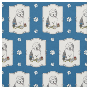 Tecido Veterinarian Old English Sheepdog Cinza 1 Cute Vet