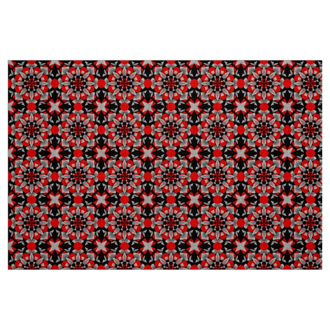 Tecido Vibrante Desenho de Mandala Geométrica com Vermelh (Fat Quarter)