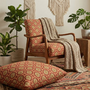 Tecido Vibrante Mosaico Geométrico Laranja Vermelho Orien