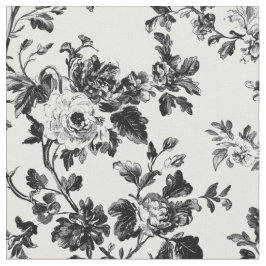 Tecido Vide Floral Preto e Branco