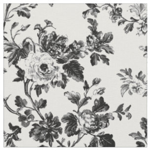 Tecido Vide Floral Preto e Branco