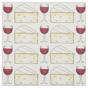 Tecido Vidro de vinho tinto e Galinha de Queijo
