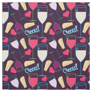 Tecido Vidro Gráfico Vinho Tipografia Cardíaca Cheers Cut