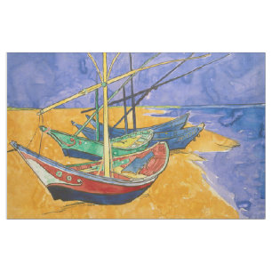 Tecido Vincent van Gogh - Barcos de Pesca na Praia