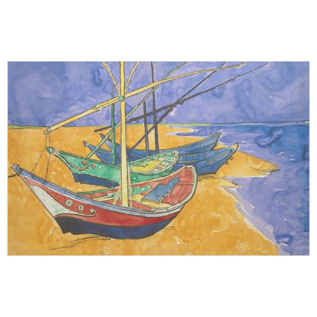 Tecido Vincent van Gogh - Barcos de Pesca na Praia (Jarda)