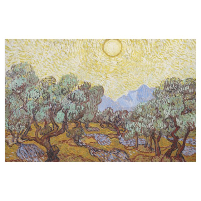 Tecido Vincent van Gogh - Oliveiras, céu amarelo e sol (Jarda)