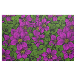 Tecido Vinha de Clematis rosa