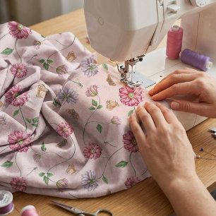 Tecido Vinha Floral Rosa e Púrpura  