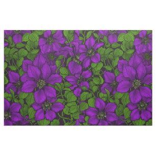 Tecido Vinha-púrpura Clematis