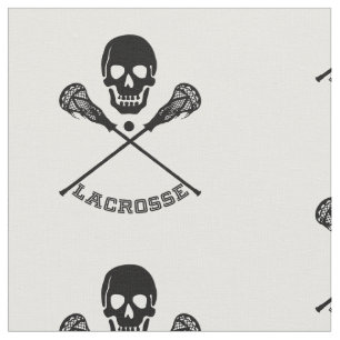 Tecido Vinhetas de crânio e Lacrosse