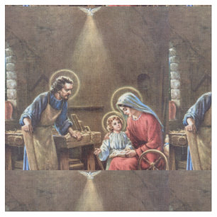 Tecido vintage a família santamente, Jesus Cristo, Josef