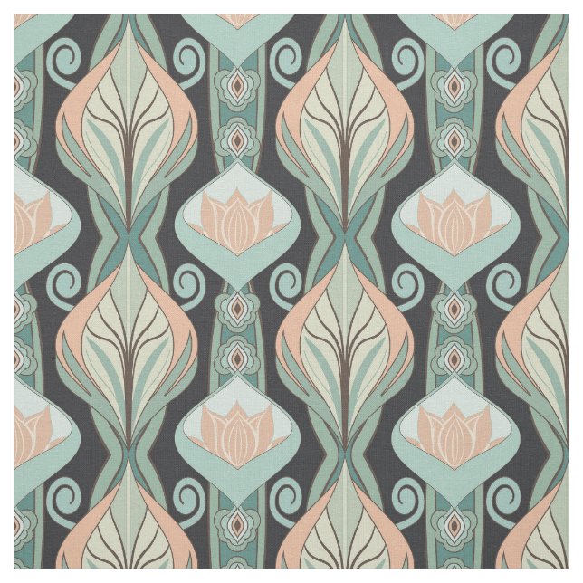 Tecido Vintage Abstract Botanical Art Nouveau Pattern (Modelo)