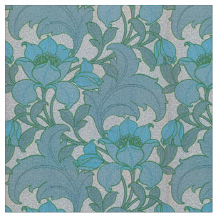 Tecido Vintage Art Nouveau Blue Floral Patterno