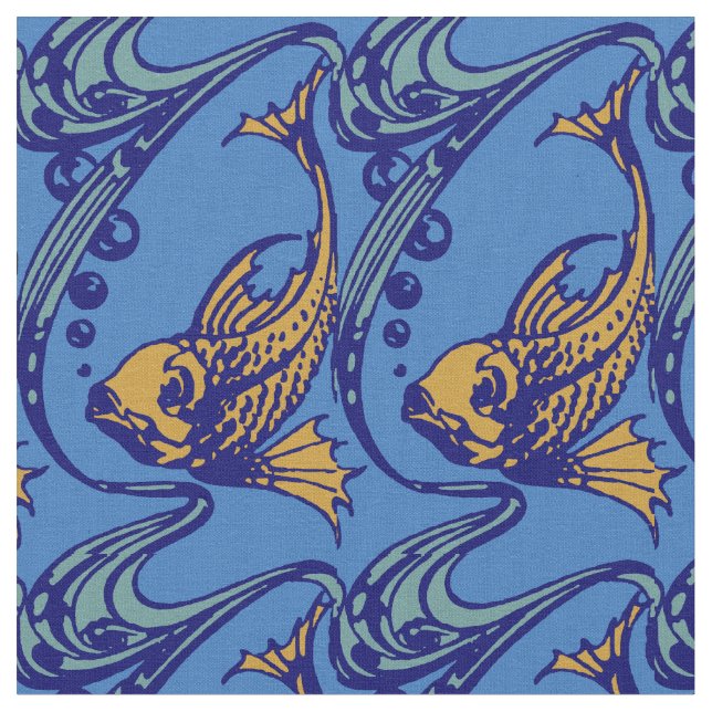 Tecido Vintage Art Nouveau Fish Pattern (Detalhe)