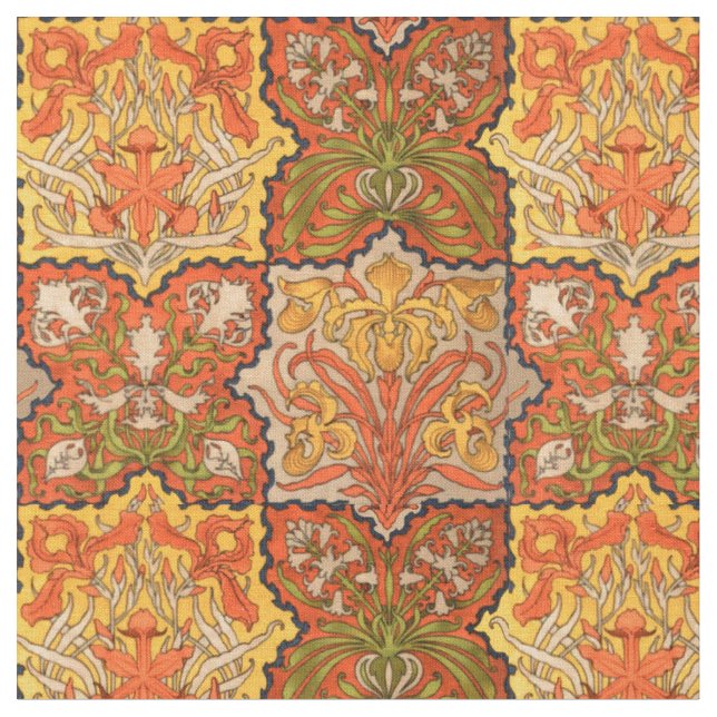 Tecido Vintage Art Nouveau Floral "Quilt" Padrão (Detalhe)