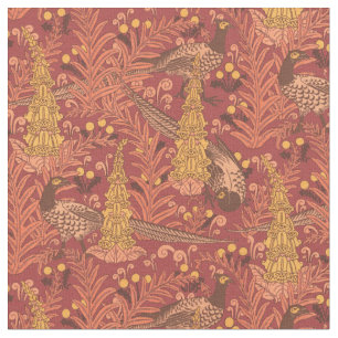 Tecido Vintage Art Nouveau Pheasants & Foxglove Patterno