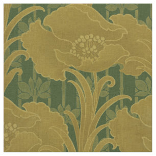 Tecido Vintage Art Nouveau Poppy Flowers Padrão
