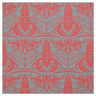 Tecido Vintage Art Nouveau Red Lobster Lion Patterno