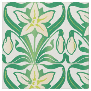 Tecido Vintage Art Nouveau snowdrop padrão floral