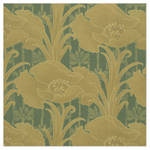 Tecido Vintage Art Nouveau Yellow Poppies Patterno