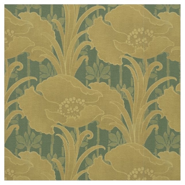 Tecido Vintage Art Nouveau Yellow Poppies Patterno (Detalhe)
