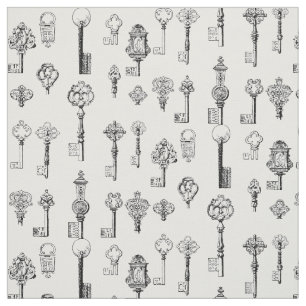 Tecido Vintage Art of Antique Victorian Era Keys Patterin