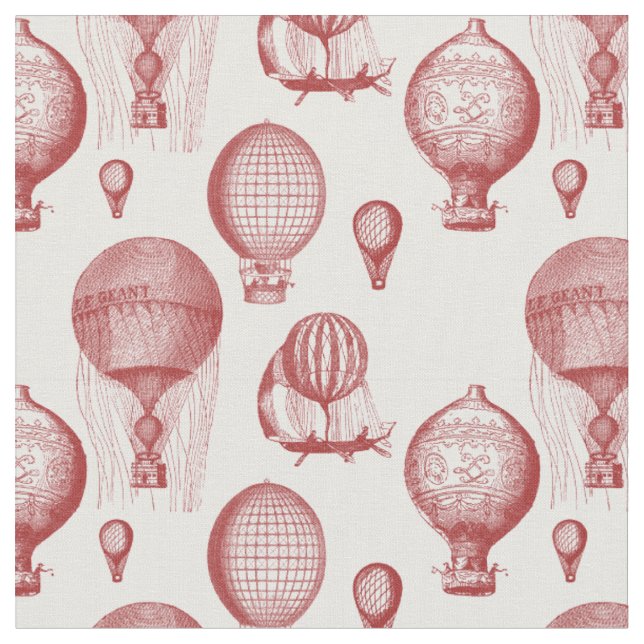 Tecido Vintage Balões de Ar Quente em Maroon (Detalhe)