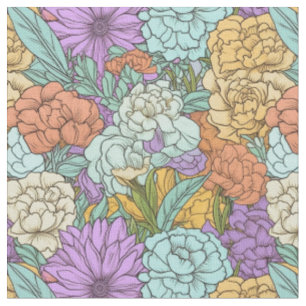 Tecido Vintage Boho Floral Pattern-Sem-Vista Design