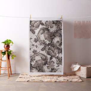 Tecido Vintage Botânica Sepia Brown #5 Toile Floral