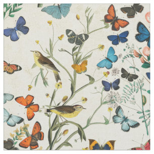 Tecido Vintage Botanicals Borboletas Ivory