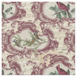 Tecido Vintage Cardinals and Sheet Music
