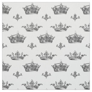 Tecido Vintage - Crowns e Fleur-de-Lis