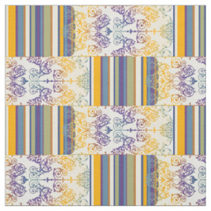 Tecido Vintage Damask Stripes colorido I + sua ideia
