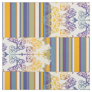 Tecido Vintage Damask Stripes colorido II + sua ideia