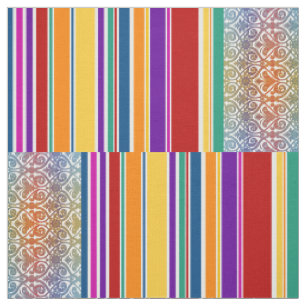 Tecido Vintage Damask Stripes colorido III + sua ideia