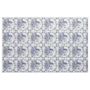 Tecido Vintage em forma de veleiro, veleiro, azul