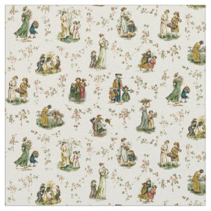 Tecido Vintage era vitoriana Kate Greenaway Pattern