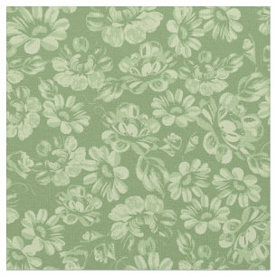 Tecido Vintage Floral French Country Green Flowers