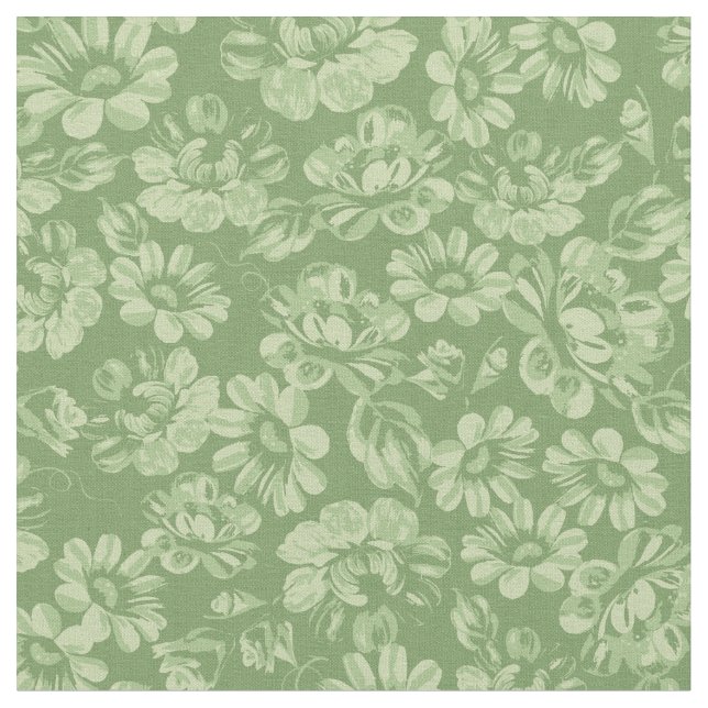 Tecido Vintage Floral French Country Green Flowers (Detalhe)