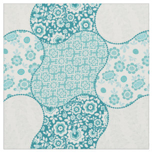 Tecido Vintage Floral Marroquino Padrões de Teal