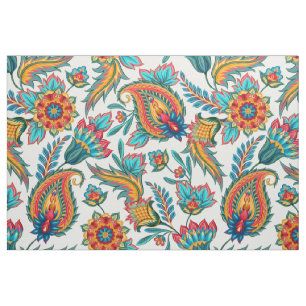 Tecido Vintage Floral Paisley Colorida